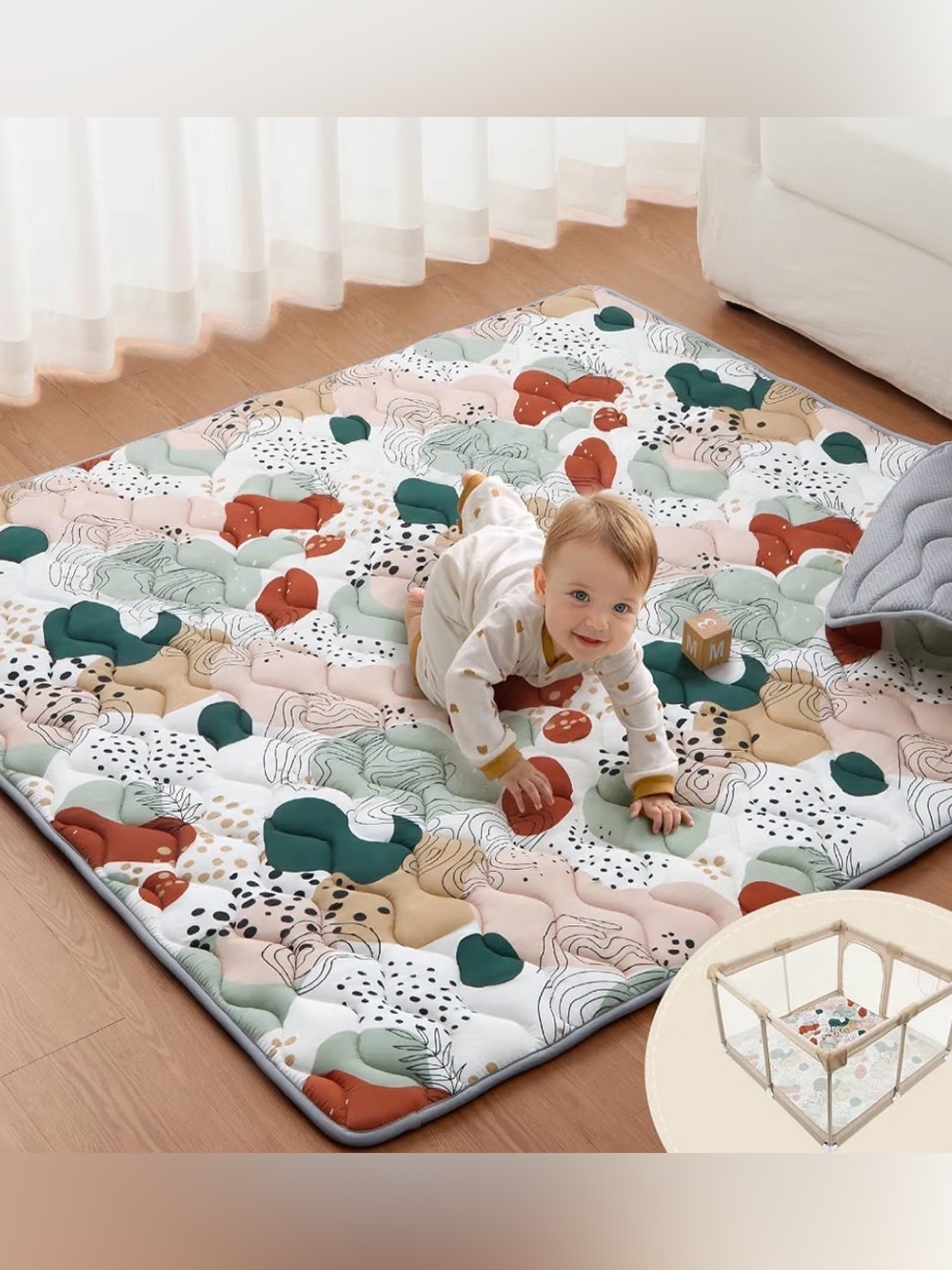 Blissful Diary Baby Play Mats for Floor, 59x59 Inch - Modern Abstract